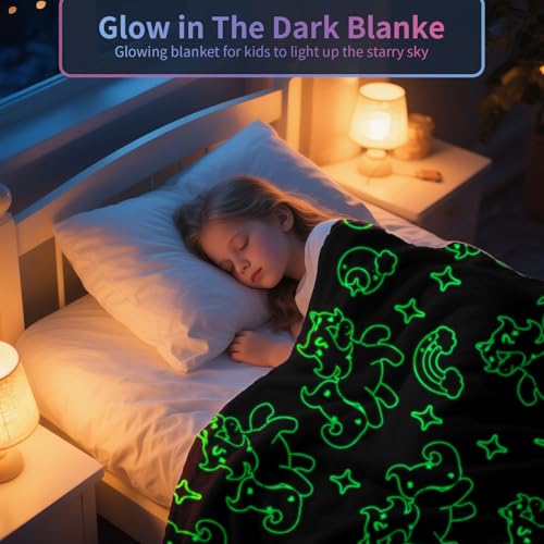 TEHALK Unicorn Glow in The Dark Blanket Unicorn Blanket for GirlsKids Unicorns Gifts for Girls Age 312 Toddler Blanket for Kids Soft Fleece Blanket Throw Birthday Gift 40x60 - Image 3