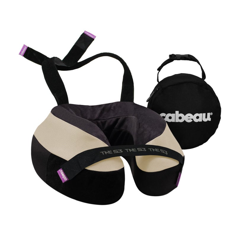 Cabeau Cabeau The Neck's Evolution, TNE S3 Travel Neck Pillow Memory Foam Airplane Pillow - Neck Pillow with Attachment Straps - 360-Degree Support for Travel, Home, Office, and Gaming - (Cairo Tan)  - Image 1