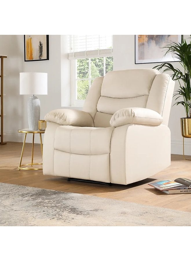 هاوزيت كرسي استرخاء بثلاث حركات، جلد أبيض، ٩٠ عرض × ٨٠ طول × ١٠٠ ارتفاع 