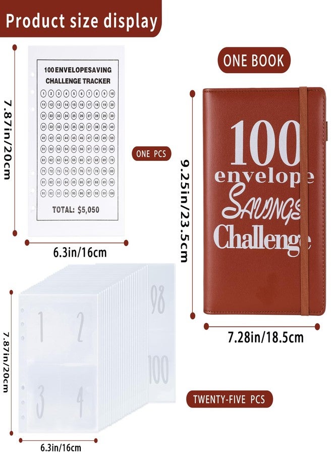 NICOOTH 100 Envelopes Money Saving Challenge Money Saving Binder 100 Envelope Challenge Binder Savings Binder Envelope A5 Savings Challenge Book (A5brown) - Image 2