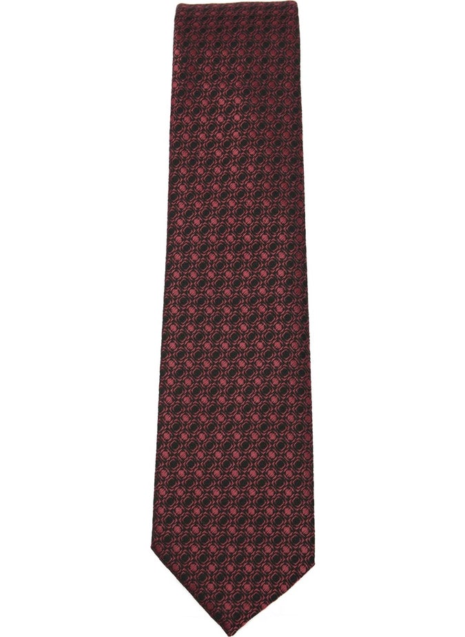 Tudors Classic Pocket Handkerchief Patterned Claret Red Tie  - Image 1