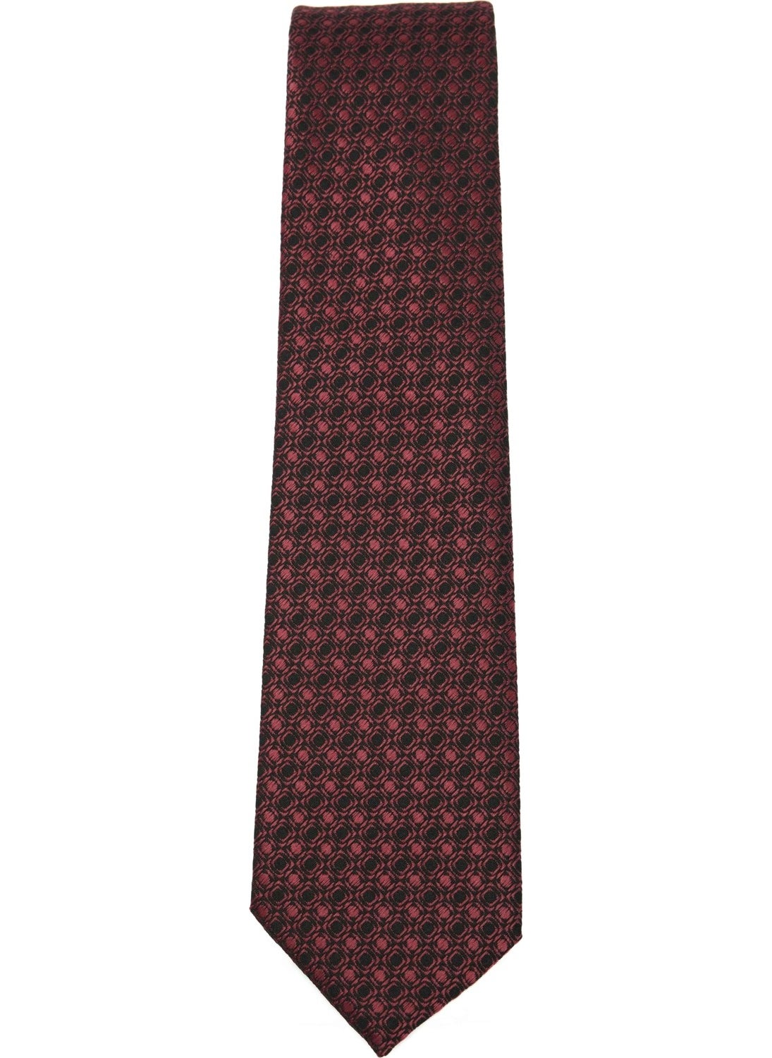 Tudors Classic Pocket Handkerchief Patterned Claret Red Tie  - Image 1