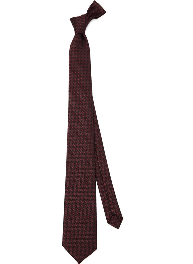 Tudors Classic Pocket Handkerchief Patterned Claret Red Tie  - Image 2