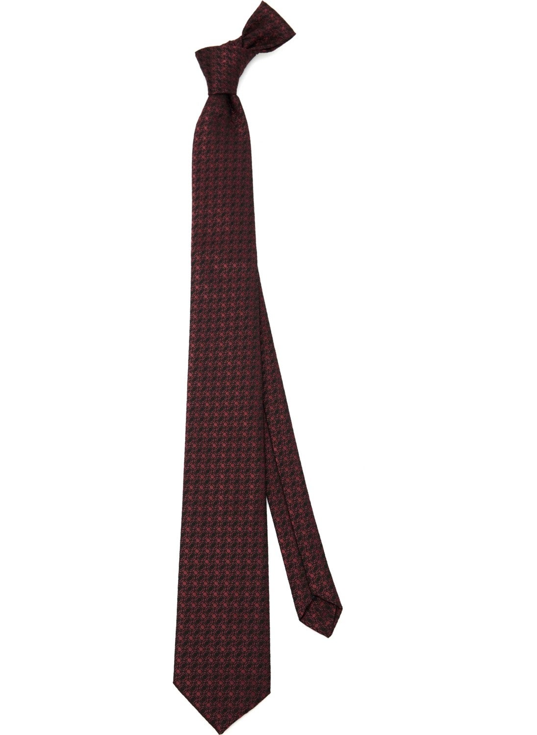 Tudors Classic Pocket Handkerchief Patterned Claret Red Tie  - Image 2