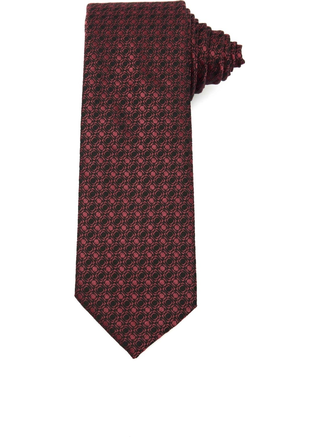Tudors Classic Pocket Handkerchief Patterned Claret Red Tie  - Image 3