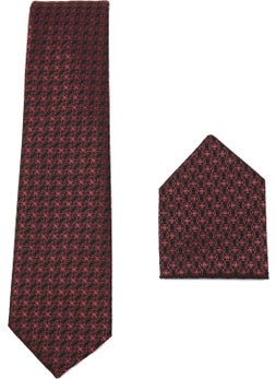 Tudors Classic Pocket Handkerchief Patterned Claret Red Tie  - Image 4
