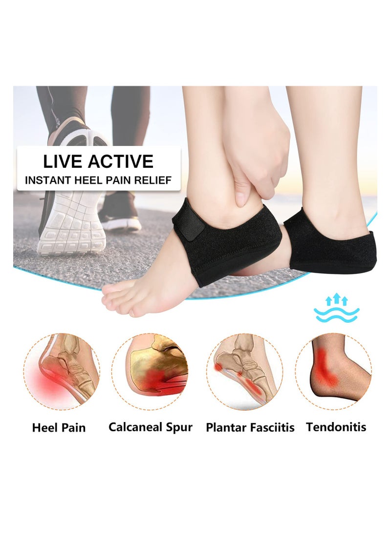 KHAJUL Heel Protectors, Gel Heel Cushion Support for Plantar Fasciitis (Black)  - Image 3