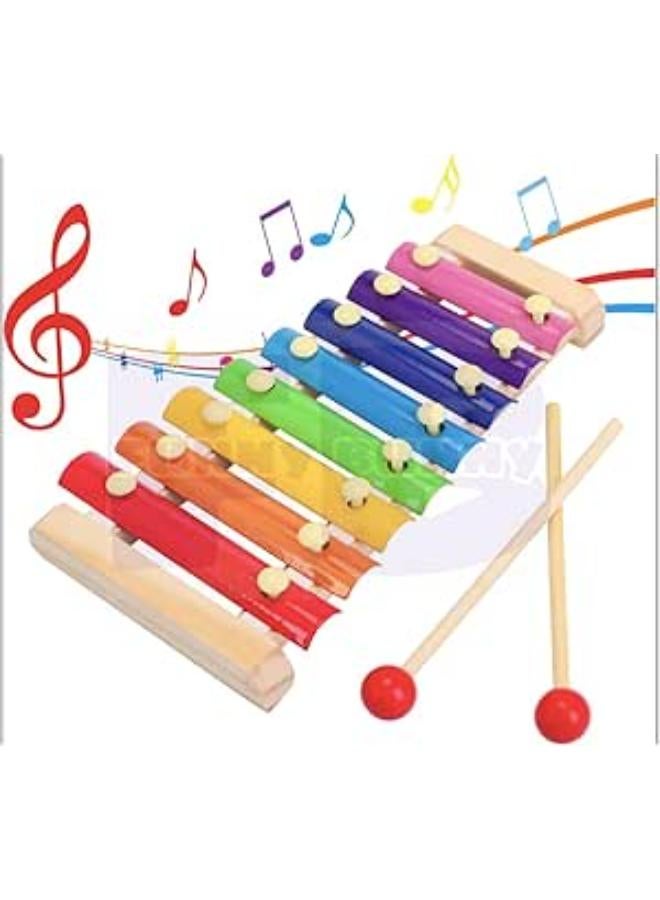 Funny Bunny Wooden kids educational toy octave knock on the piano beat xylophone, 8 Diatonic Keys Hand Knock with Mallets Preschool Educational Toys Great Gift for Kids Girls and Boys Toddlers Ages 3+
