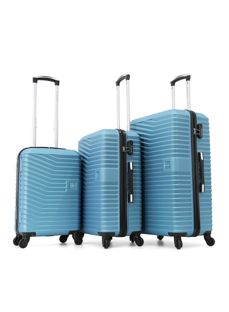 GIORDANO Giordano ABS Hardside Luggage Trolley Bag 3-Piece Set – Blue – 20"/24"/28"  - Image 1