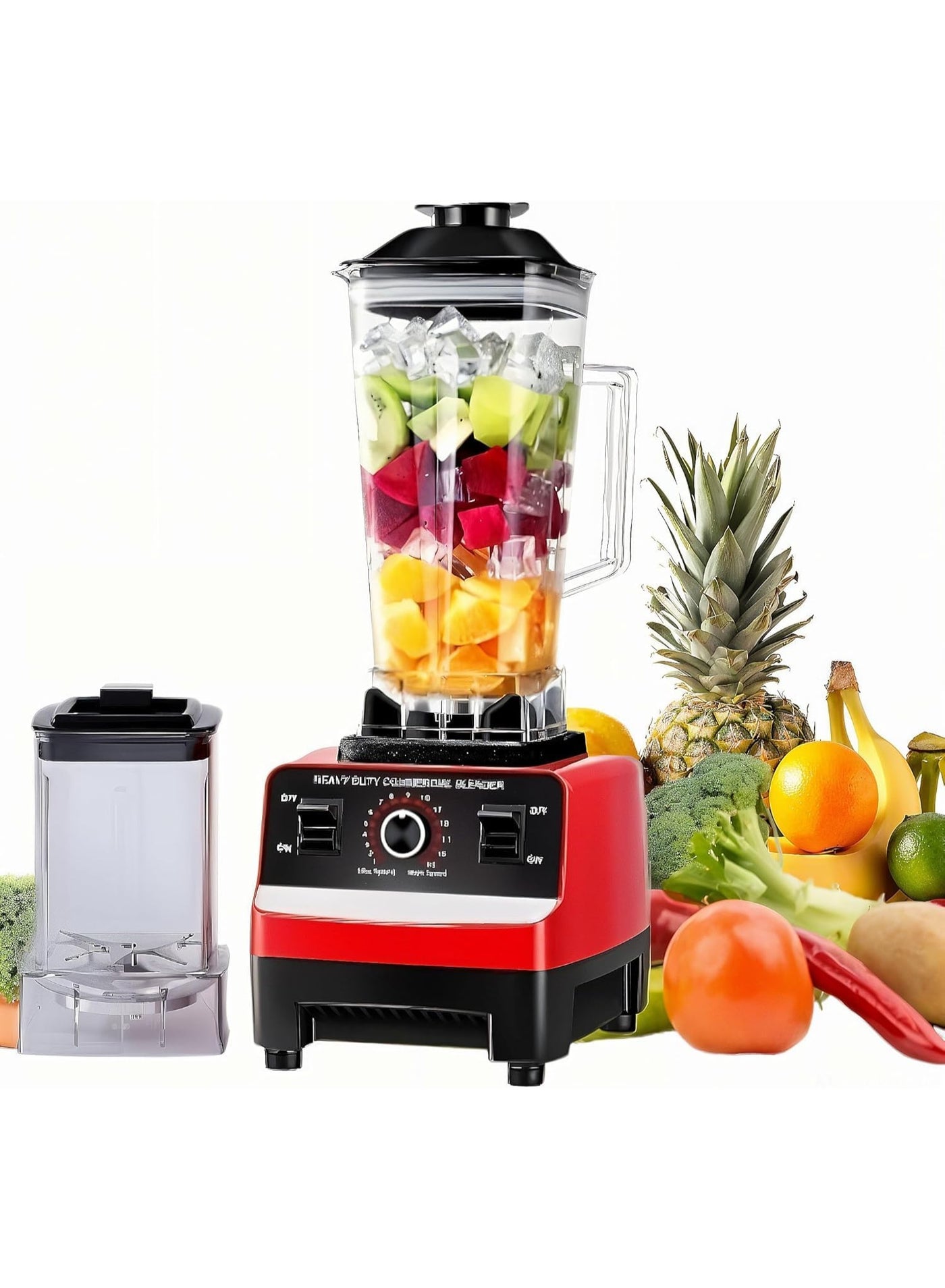 Heavy Duty Blender 4500 Watts – 2.5L + 1L Jar Professional Blender & Juicer for Home and Commercial Use – Powerful Food Processor for Ice Crushing, Smoothies, Juices, Shakes, and Mixing – High-Speed Countertop Blender with Multiple Speed Settings, Durable Motor, and Stainless Steel Blades – Includes Large & Small Jars for Versatile Kitchen Use
