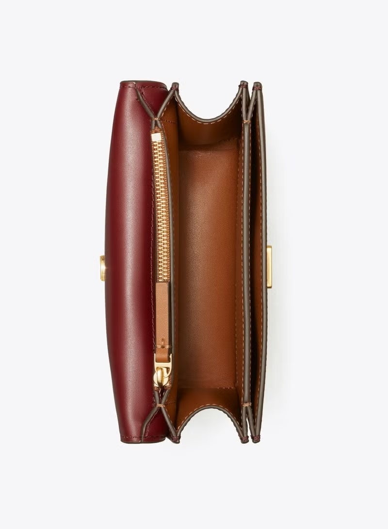 Burch Tory Burch Small Eleanor Leather Shoulder Bag, Women's Cross Body Bag, Women's Tote Bag, Women's Hand Bag, Women's Shoulder Bag, Women's Travel Bag, Burgundy-19cm - Image 3