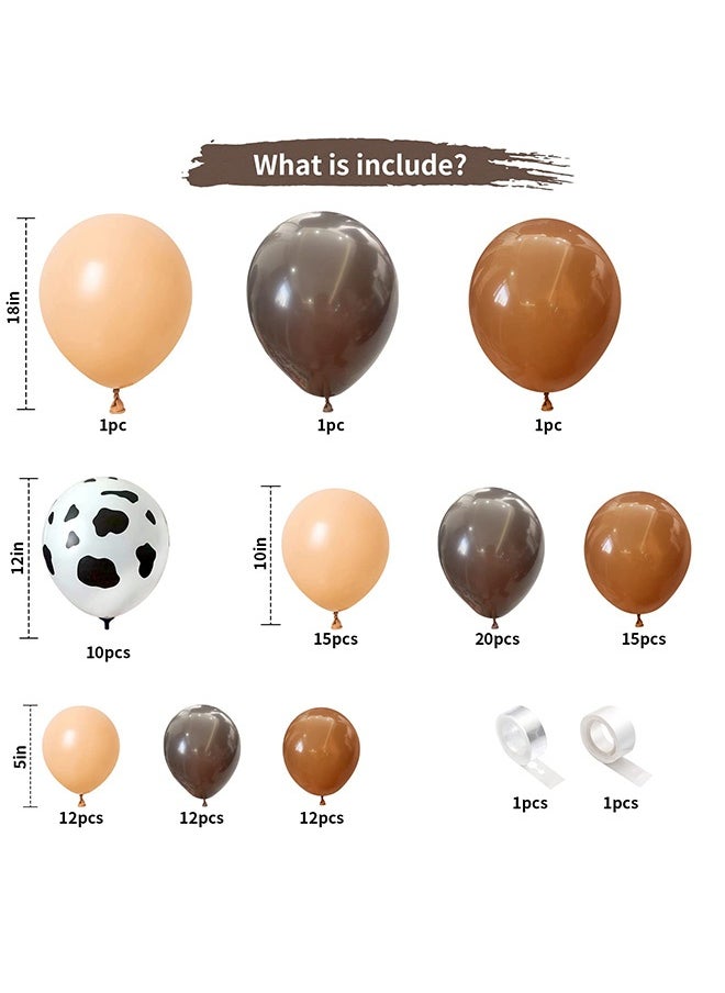 Peachjoy 128 Pcs Cow Print Balloon Arch Kit, Brown Nude Tan Apricot Cow Balloon Arch Garland Kit Different Sizes, Latex Balloons Garland Kit for Farm Party Cowboy Party Dcorations Baby Shower Birthday Party  - Image 2