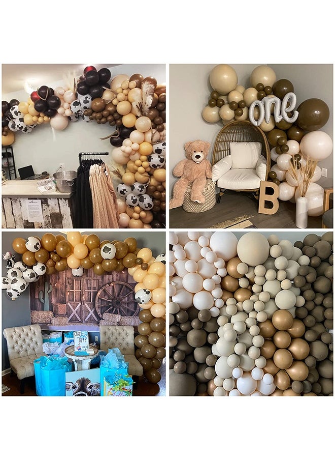 Peachjoy 128 Pcs Cow Print Balloon Arch Kit, Brown Nude Tan Apricot Cow Balloon Arch Garland Kit Different Sizes, Latex Balloons Garland Kit for Farm Party Cowboy Party Dcorations Baby Shower Birthday Party  - Image 5