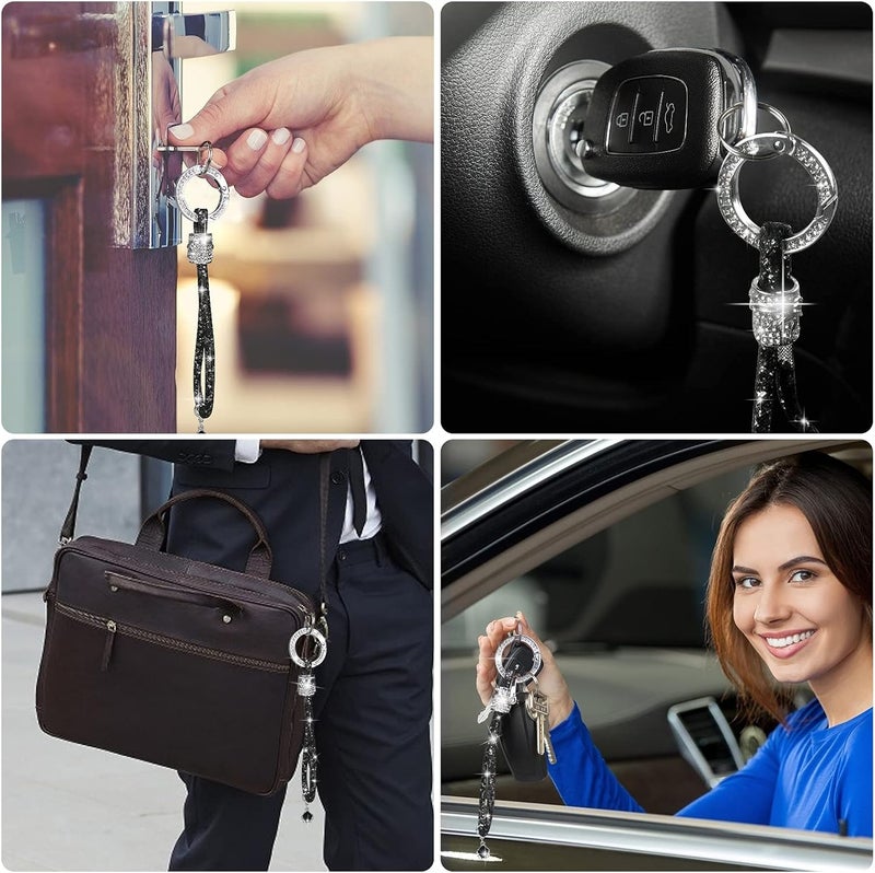 Yiflin Cute Wrist Car keychain for Women, Crystal Keychain Accessories，Bling Wrist Lanyard for Keys, Car key - Image 4