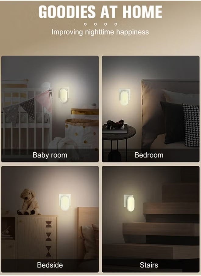 Night Light Socket with Twilight Sensor – Warm White Night Lamp for Children and Bedrooms, Features 3-Level Brightness Adjustment for Perfect Ambience, Ideal for Staircases, Hallways, and Nurseries, Energy-Saving Auto On/Off, Safe and Soft Illumination in White