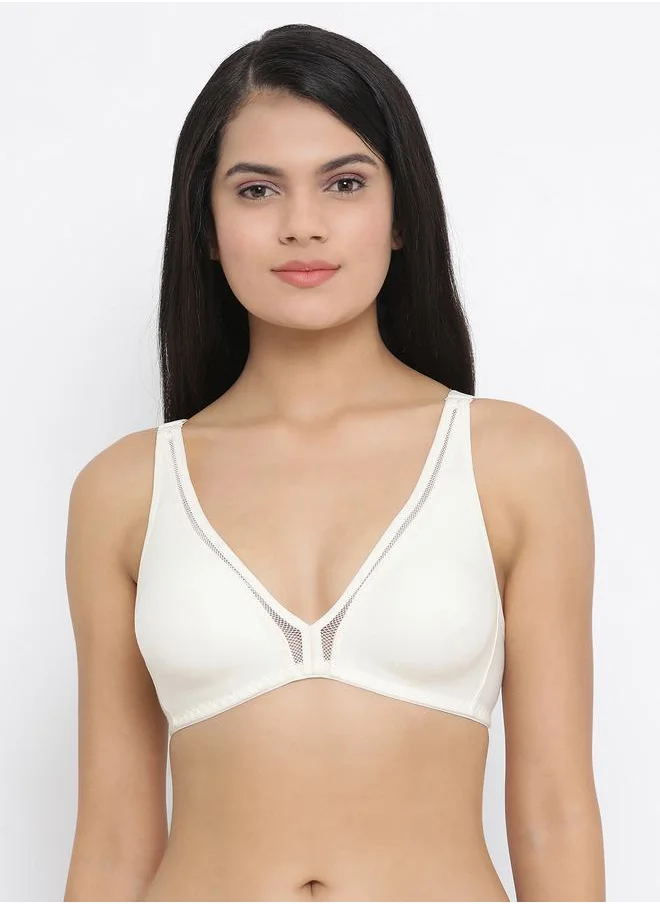 كلوفيا Non Padded Non Wired Cotton Rich Mesh Insert T-Shirt Bra by Styli