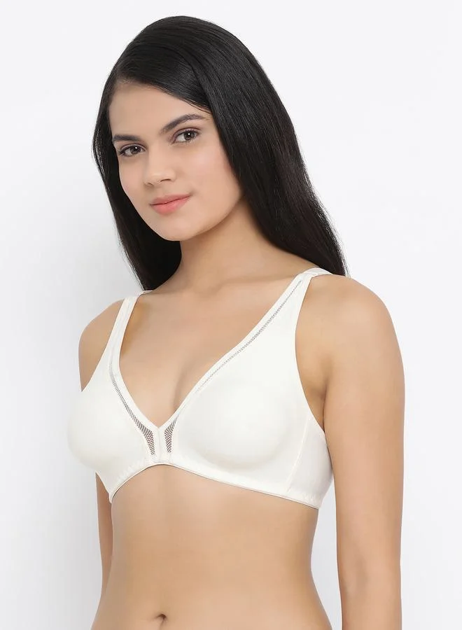 كلوفيا Non Padded Non Wired Cotton Rich Mesh Insert T-Shirt Bra by Styli