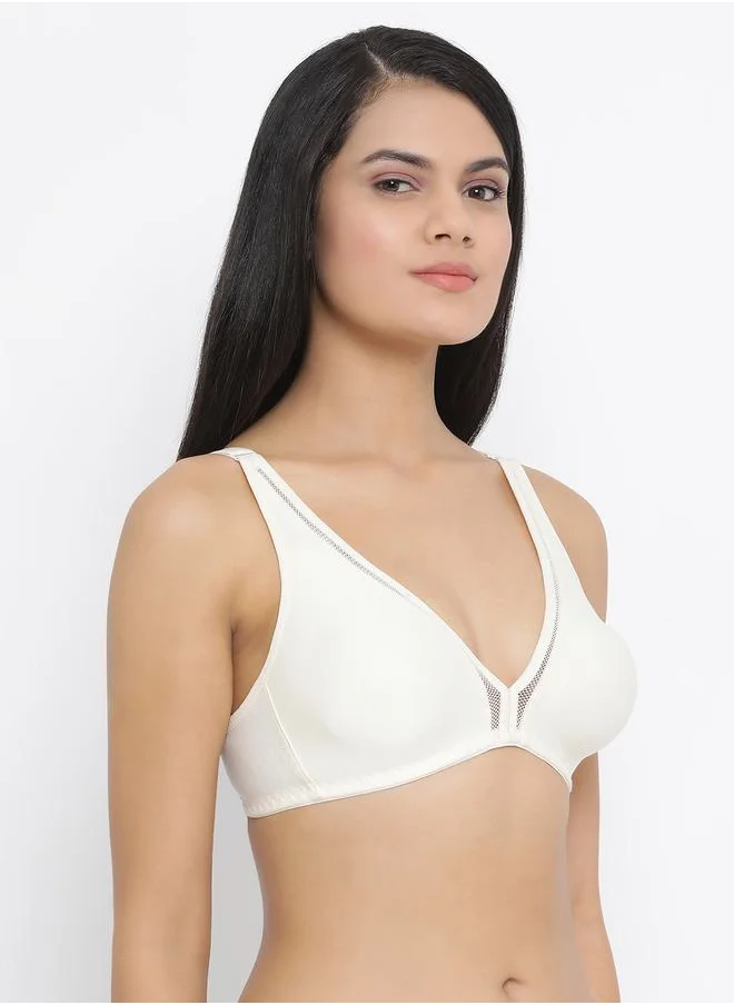 كلوفيا Non Padded Non Wired Cotton Rich Mesh Insert T-Shirt Bra by Styli
