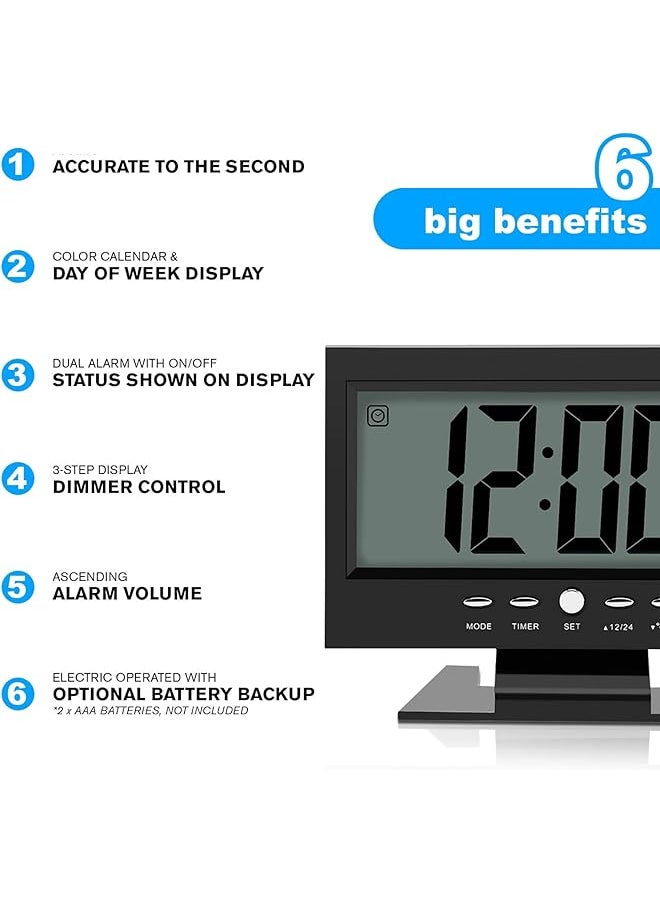 Electric Clock Digital Alarm Clocks Lcd Digital Sound Sensor Table Desk Alarm Clock With Calendar And Temp Display Table Deskalarm Clock For Bedroom Living Room Office