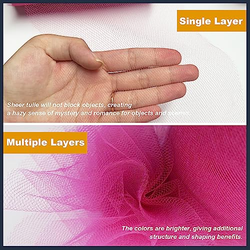 Ableme Deco Hot Pink Tulle Fabric Roll 6 Inch by 100 Yards (300 ft) Tulle Ribbon Mesh Netting for DIY Tutu Skirt Gift Wrapping Wedding Baby Shower Birthday Halloween Party Decorations Crafts, 34 Colors (Fuchsia) - Image 4