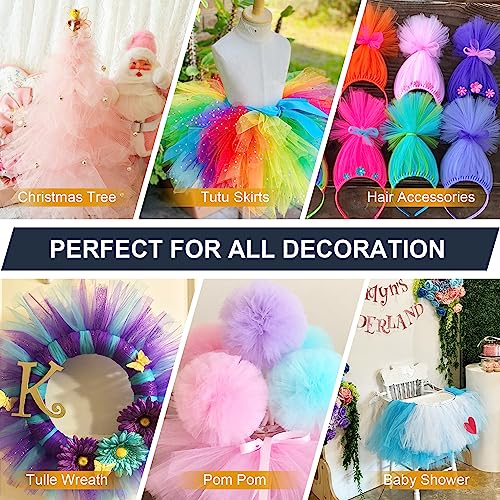 Ableme Deco Hot Pink Tulle Fabric Roll 6 Inch by 100 Yards (300 ft) Tulle Ribbon Mesh Netting for DIY Tutu Skirt Gift Wrapping Wedding Baby Shower Birthday Halloween Party Decorations Crafts, 34 Colors (Fuchsia) - Image 5
