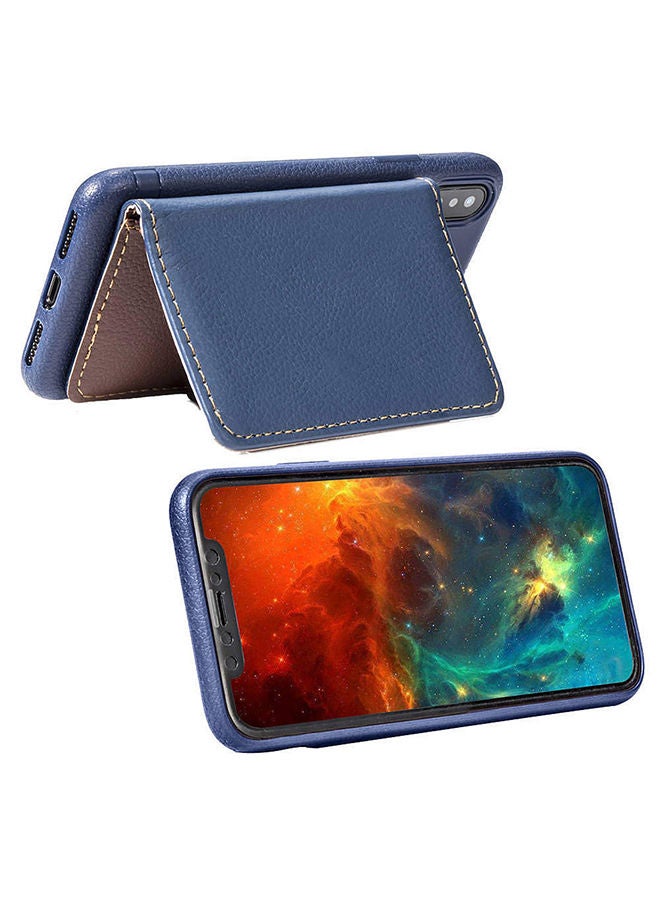 NIBEMINENT Protective Wallet Cards Case Cover For Apple iPhone X / XS Dark Blue  - Image 2