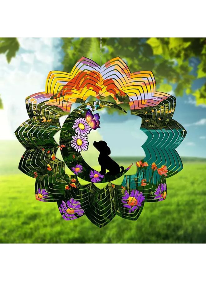 Angel Dog 3D Metal Wind Chime 12 Inch No Battery Required Garden Patio Decor - Image 2