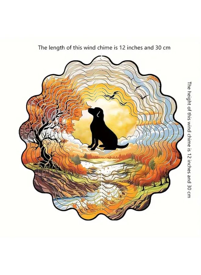 Angel Dog 3D Metal Wind Chime 12 Inch No Battery Required Garden Patio Decor - Image 4