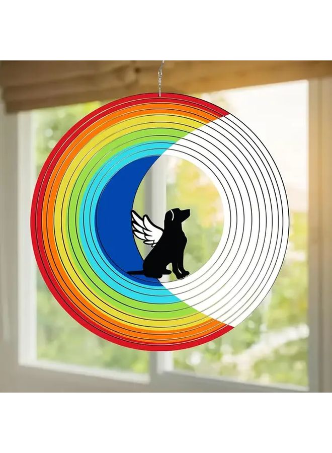 Angel Dog 3D Metal Wind Chime 12 Inch No Battery Required Garden Patio Decor - Image 1