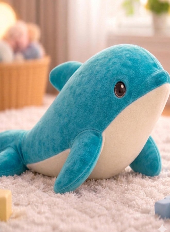 Adhigams Aqua Dolphin Soft Toy for Kids | Ultra Soft & Cuddly Dolphin Plush Toy | Stuffed Ocean Animal for Boys & Girls | Cute Hugging Pillow Gift [Size 50CM] - Image 2
