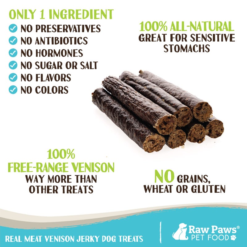 Raw Paws Wild-Caught Venison Dog Treats, 6-oz - Packed in USA - Real Meat Jerky - Single Ingredient Venison for Dogs - Image 2