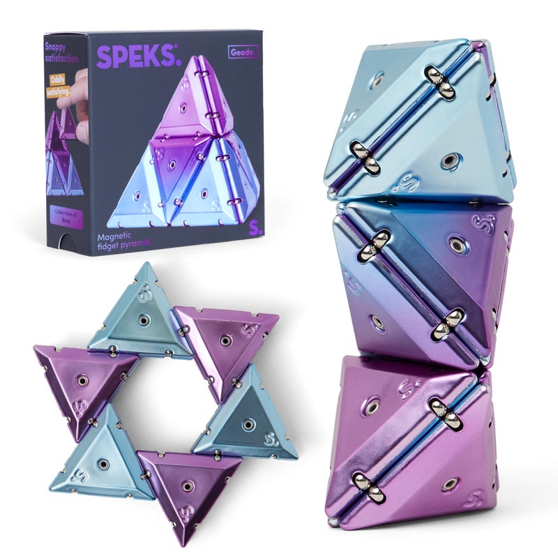 Speks Geode Magnetic Fidget Toy Sensory Desk Toy for Adults Teens 14 Stress Relief Gift Pyramid Chrome Purple - Image 3