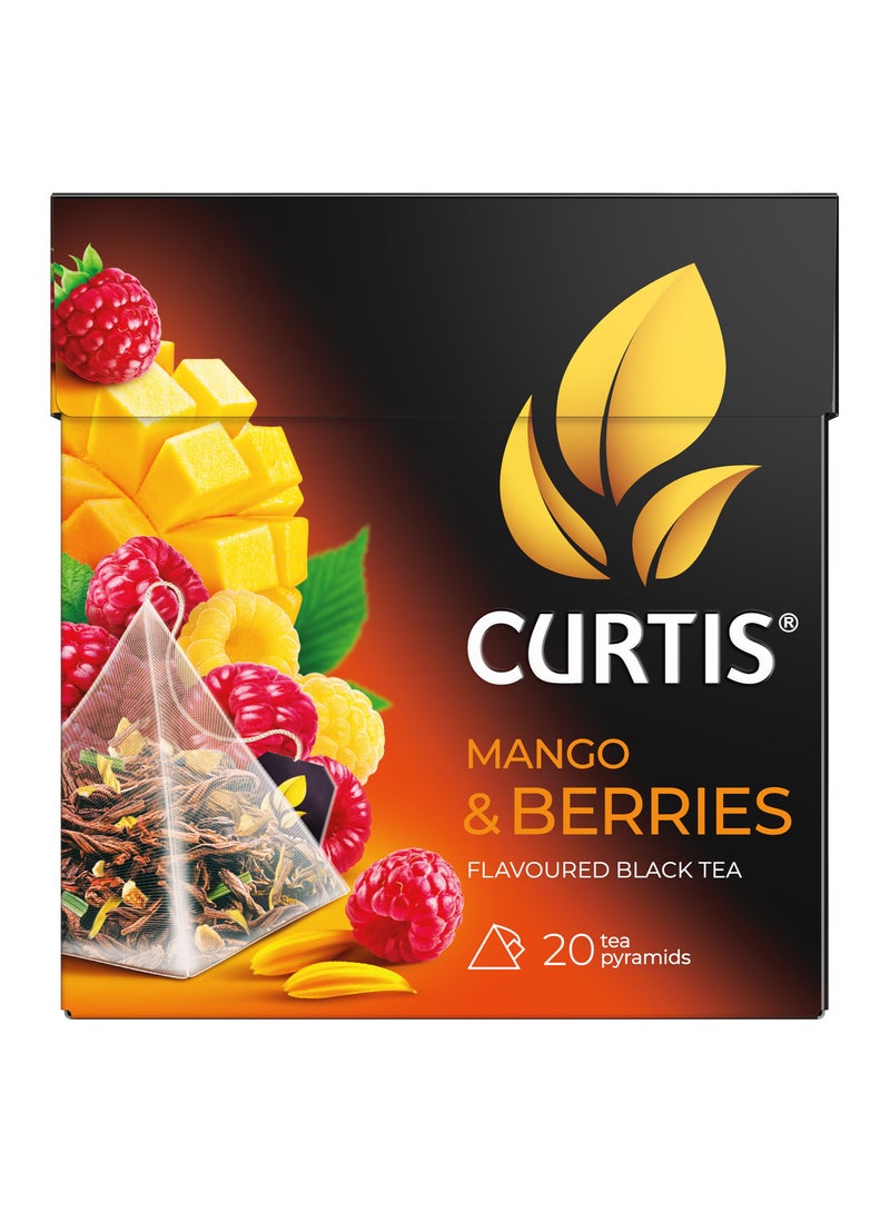 CURTIS Mango And Berries Black Tea Blended with Raspberry and Mango Pack of 20 Pyramid Tea Bags  - Image 2