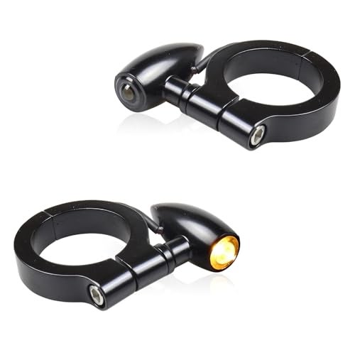 FACAILAHA Universal Motorcycle Front Fork Mounting LED Turn Signals Lights 12V Amber Blinkers W/Mounting Bracket for Honda Harley Yamaha Suzuki Kawasaki - Image 1