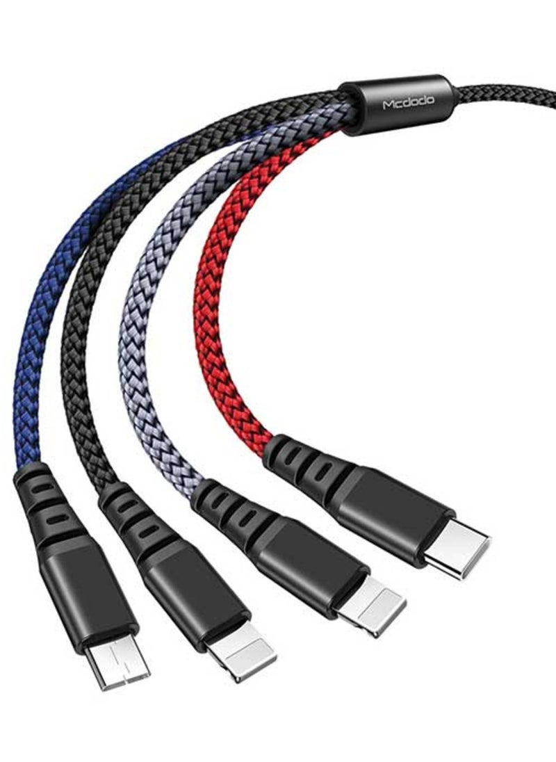 Raxoom 4-in-1 Multi-Device Charging Cable â€“ Dual Lightning, Micro USB & Type-C Connector for Universal Charging - Image 2