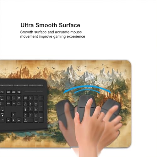 Lourovt Game Map Gaming Mouse Pad Desk Pad Fantasy Treasure Map Ancient Scroll Mouse Pad Large Mousepad Extended Laptop Keyboard Mat Gaming Desk Pad Mouse Mat Office Computer Keyboard Laptop Home 31.5"x11.8" - Image 5