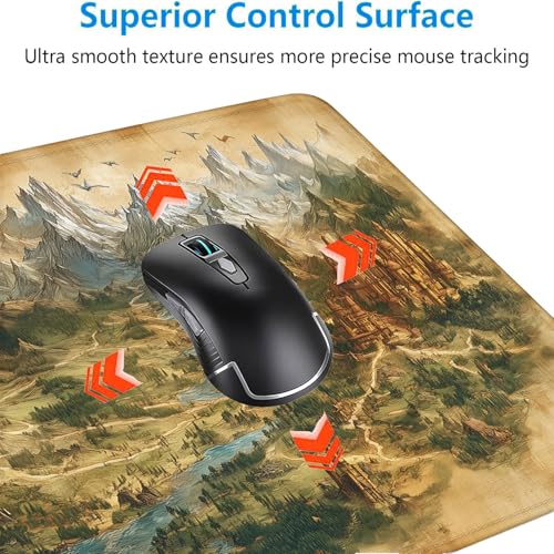 Lourovt Game Map Gaming Mouse Pad Desk Pad Fantasy Treasure Map Ancient Scroll Mouse Pad Large Mousepad Extended Laptop Keyboard Mat Gaming Desk Pad Mouse Mat Office Computer Keyboard Laptop Home 31.5"x11.8" - Image 4