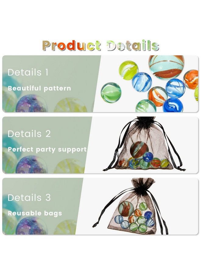 Sratte Pack Of 12 Marble Game Sets Bag Of Marbles Glass Marble Pack Fun Shooter Marbles With Black Drawstring Storage Bag For Indoor And Outdoor Game Party Favors 11 Marbles And 1 Shooter Per Pack  - Image 5