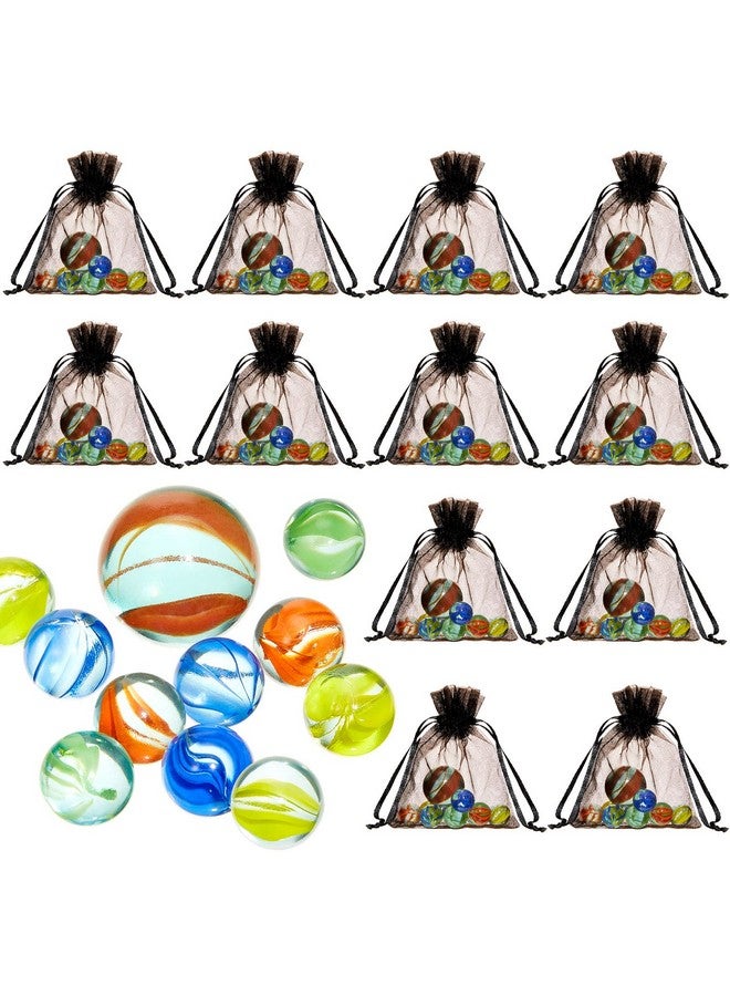 Sratte Pack Of 12 Marble Game Sets Bag Of Marbles Glass Marble Pack Fun Shooter Marbles With Black Drawstring Storage Bag For Indoor And Outdoor Game Party Favors 11 Marbles And 1 Shooter Per Pack  - Image 2