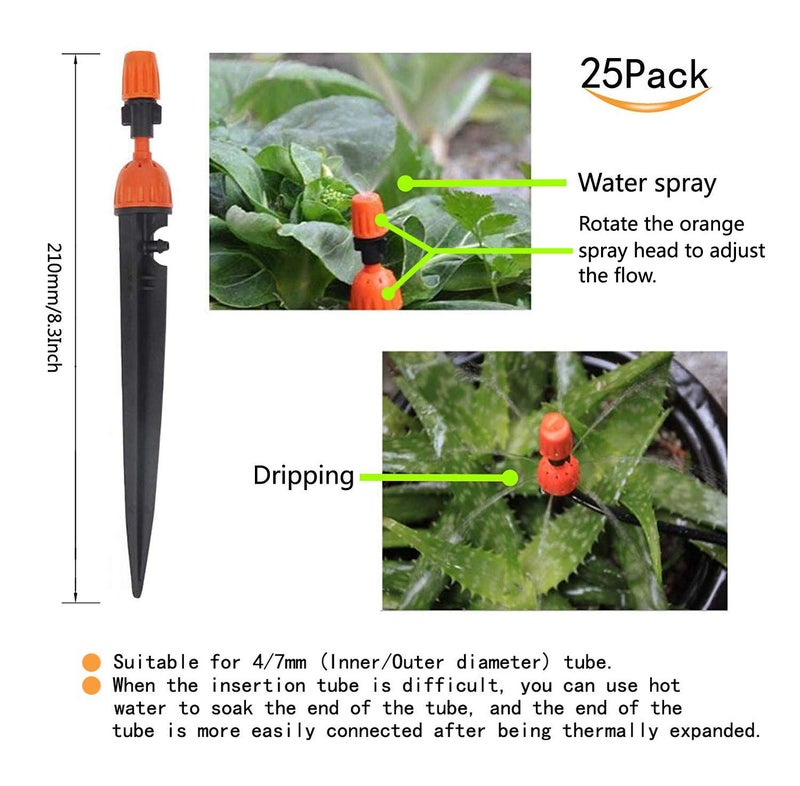 CTKcom Micro Spray Adjustable 360 Degree Water Flow Irrigation Drippers on Stake Emitter Drip System,Pack of 25 - Image 3
