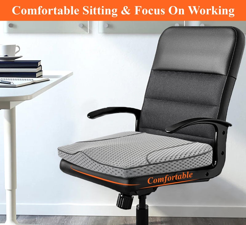 kingphenix Premium Car Seat Cushion, Memory Foam Driver Seat Cushion to Improve Driving View- Coccyx & Lower Back Pain Relief - Seat Cushion for Car, Truck, Office Chair (4D Mesh Gray) - Image 3