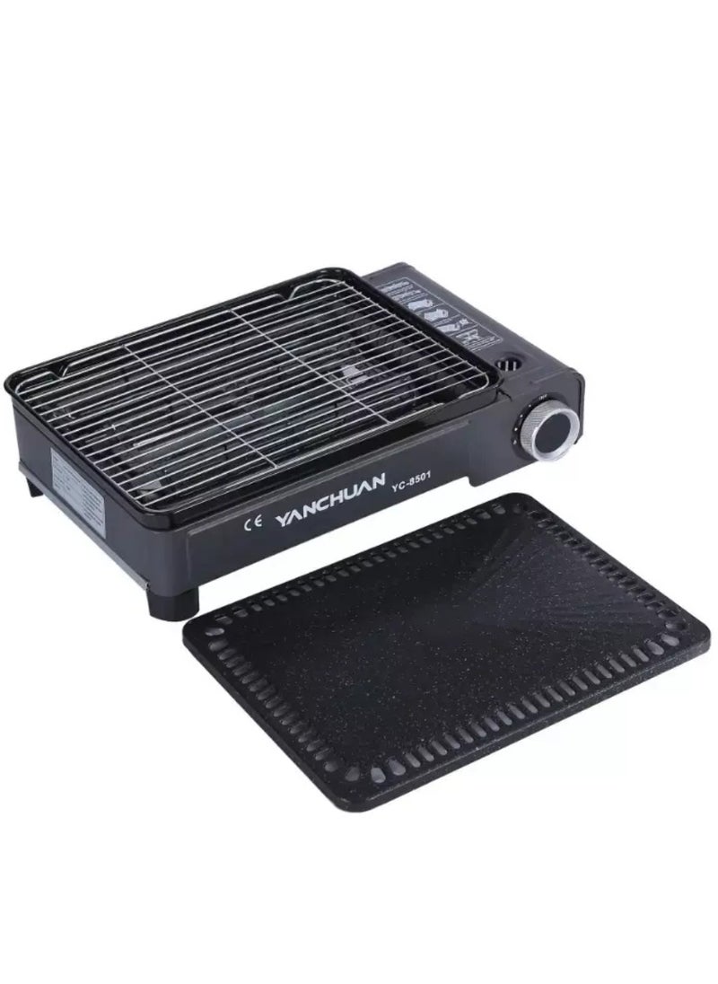 YanChuan - Gas Grill Butane Grill Stove Portable Camping Grill Gas Stove Portable Butane Gas Stove With Grilling Net, Baking Sheet, Carry Case For Camping Traveling Outdoor And Cooking Camping Stove - Image 1