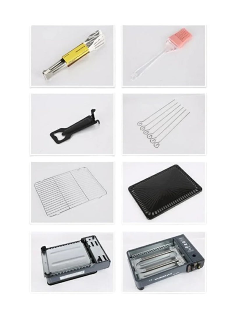 YanChuan - Gas Grill Butane Grill Stove Portable Camping Grill Gas Stove Portable Butane Gas Stove With Grilling Net, Baking Sheet, Carry Case For Camping Traveling Outdoor And Cooking Camping Stove - Image 1