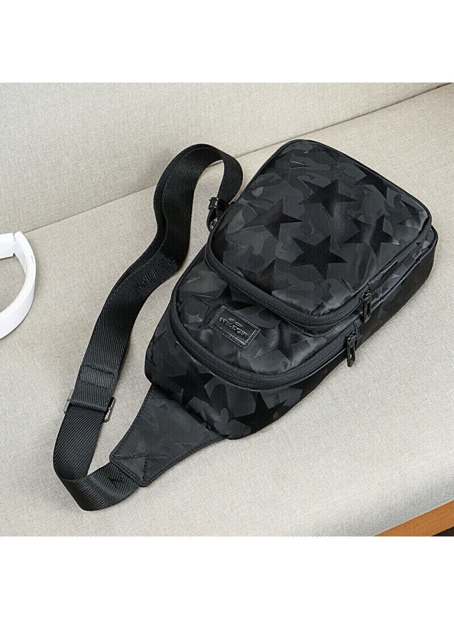 Scarecrow Men's Portable Travel Casual Shoulder Crossbody Bag, Phone Canvas Backpack, Cycling Chest Bag, Fashionable Commuter Large Capacity - Image 3