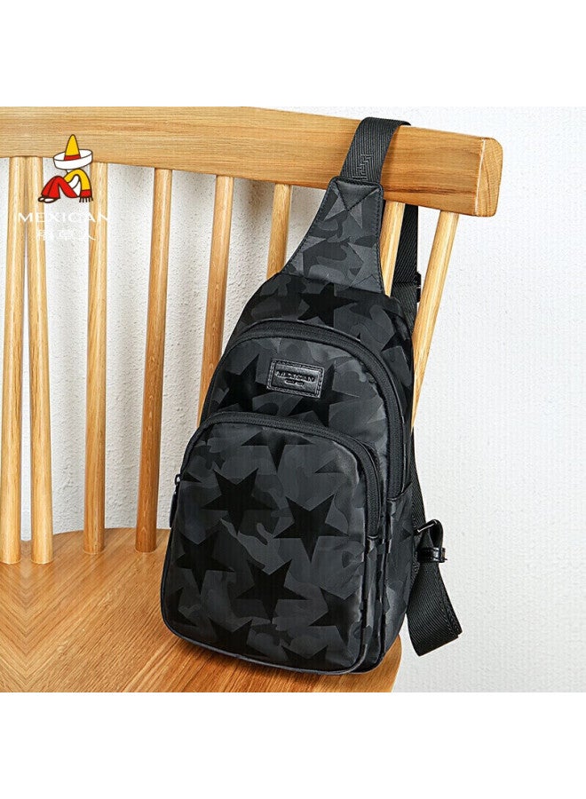 Scarecrow Men's Portable Travel Casual Shoulder Crossbody Bag, Phone Canvas Backpack, Cycling Chest Bag, Fashionable Commuter Large Capacity - Image 1