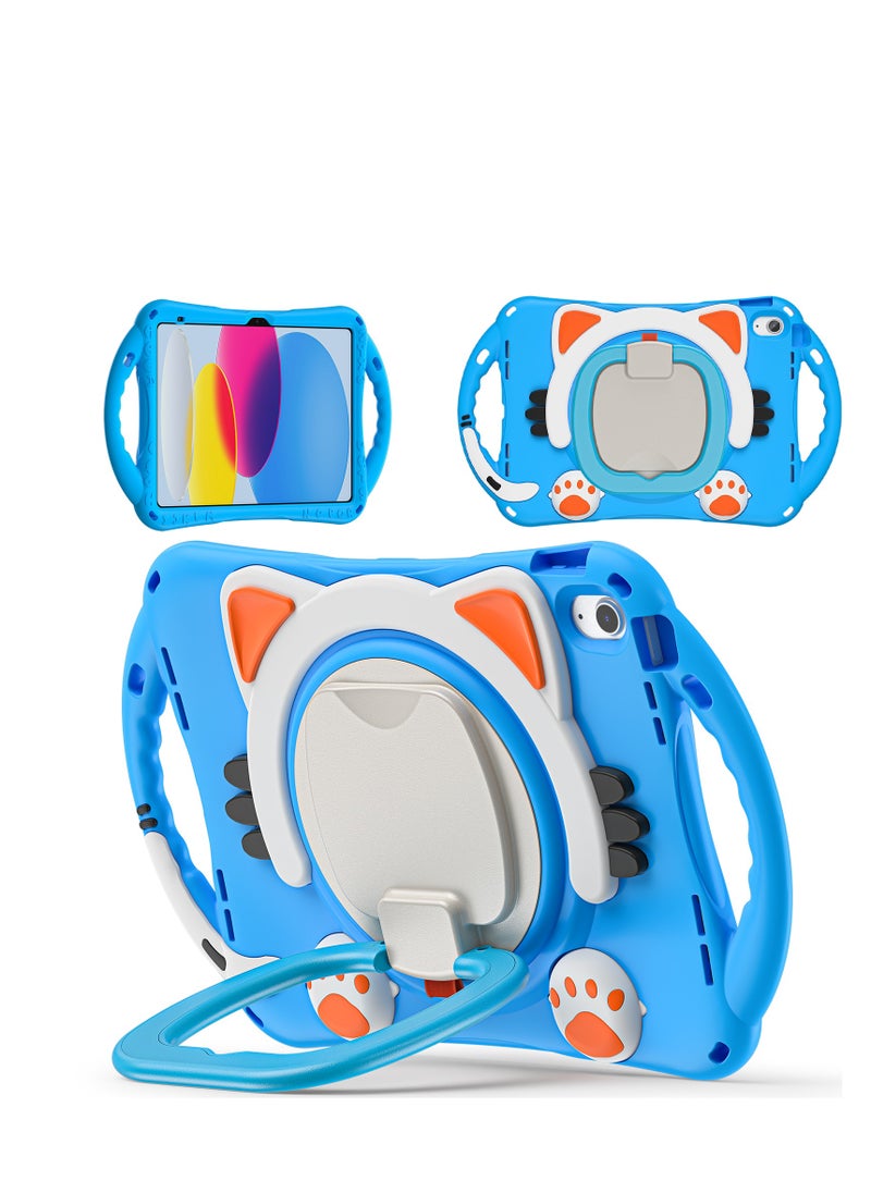 GULFLINK - Cute Cat Kids Case with 360° Rotating Handle for ipad 10th 10.9 inch 2022（A2757/A2777）Light blue - Image 1