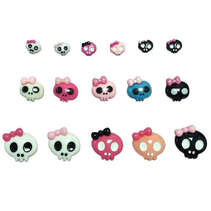 30 Pcs Halloween Sweet Cool Girl Bow Skull Handmade Resin Crafts Charm 22x23mm For Phone Case Shoe Buckle Earring Necklaces Bracelet Keychain Pendant Kawaii Design Nail Art Decoration - Image 3