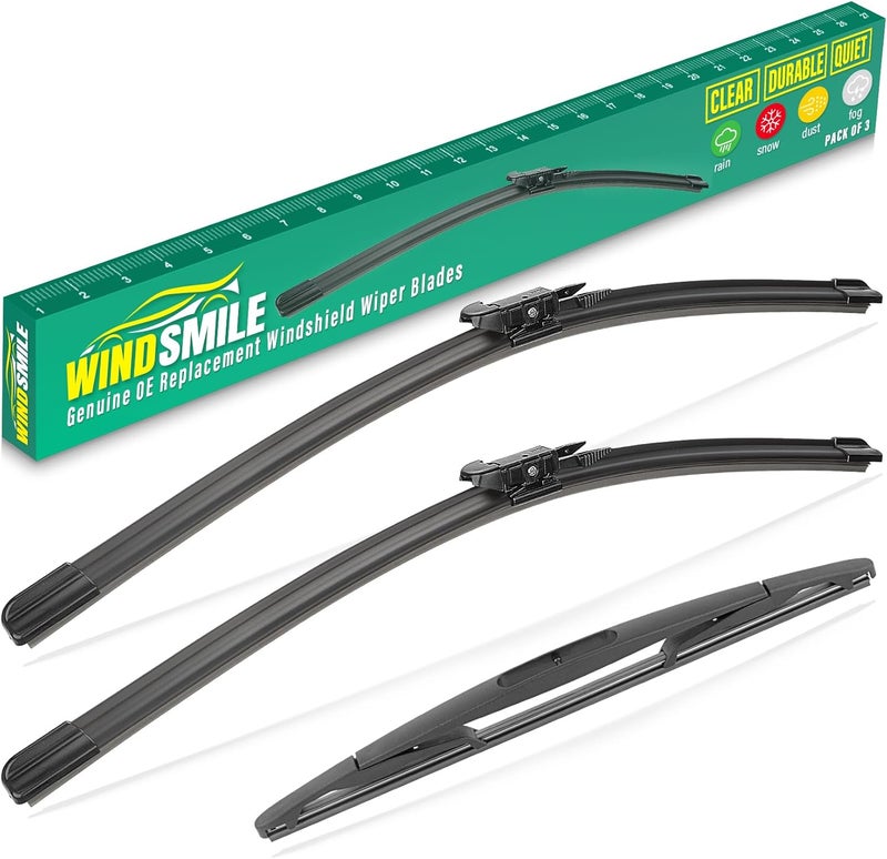 WINDSMILE 24" 21" 12" Windshield Wiper Blades Replacement for Buick Enclave 2012 2013 2014 2015 2016 2017 Premium All Weather Front Rear Wipers Set - OEM Quality (Pack of 3) - Image 1