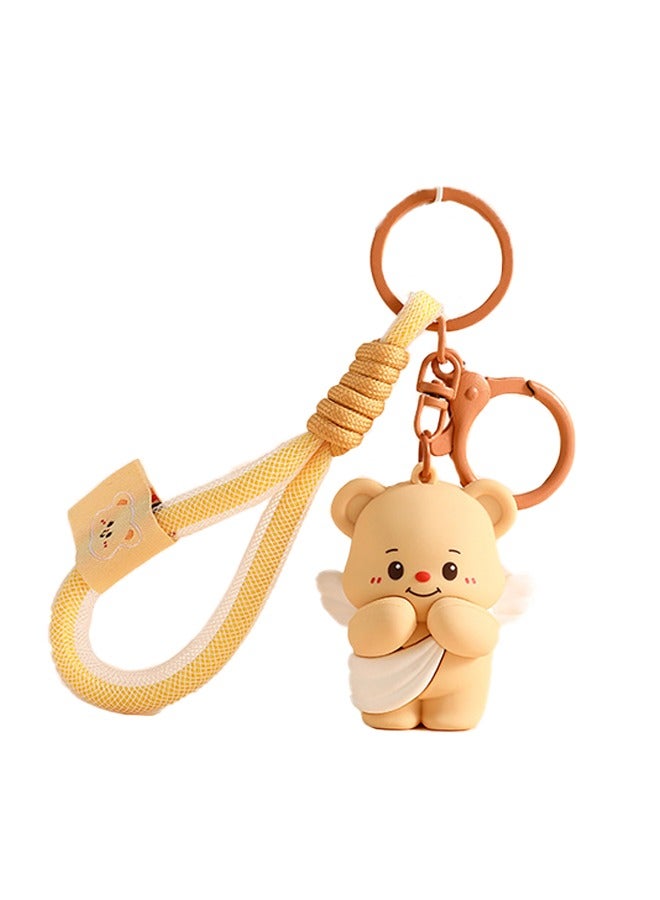 Key Pendant Graceful Cream Bear, Little Bear Car Key Pendant, Cute Bear Keychain - Image 1