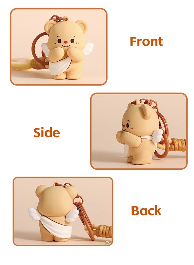 Key Pendant Graceful Cream Bear, Little Bear Car Key Pendant, Cute Bear Keychain - Image 4